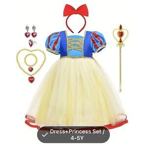 Princess Pretty Dress Like Snow White size 4-5 Y W/ Accessories Included (#600)